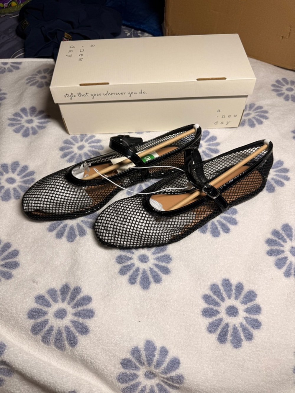 a new day Black Mesh Mary Jane Flats with Buckle - Picture 4 of 5
